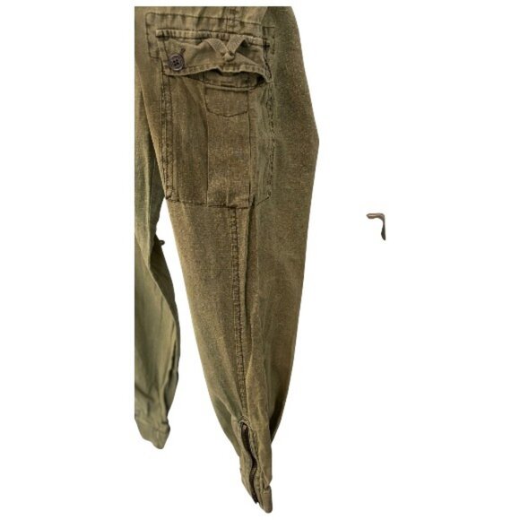 Roots slim fit cargo pants military green women's size 2 - Picture 3 of 4